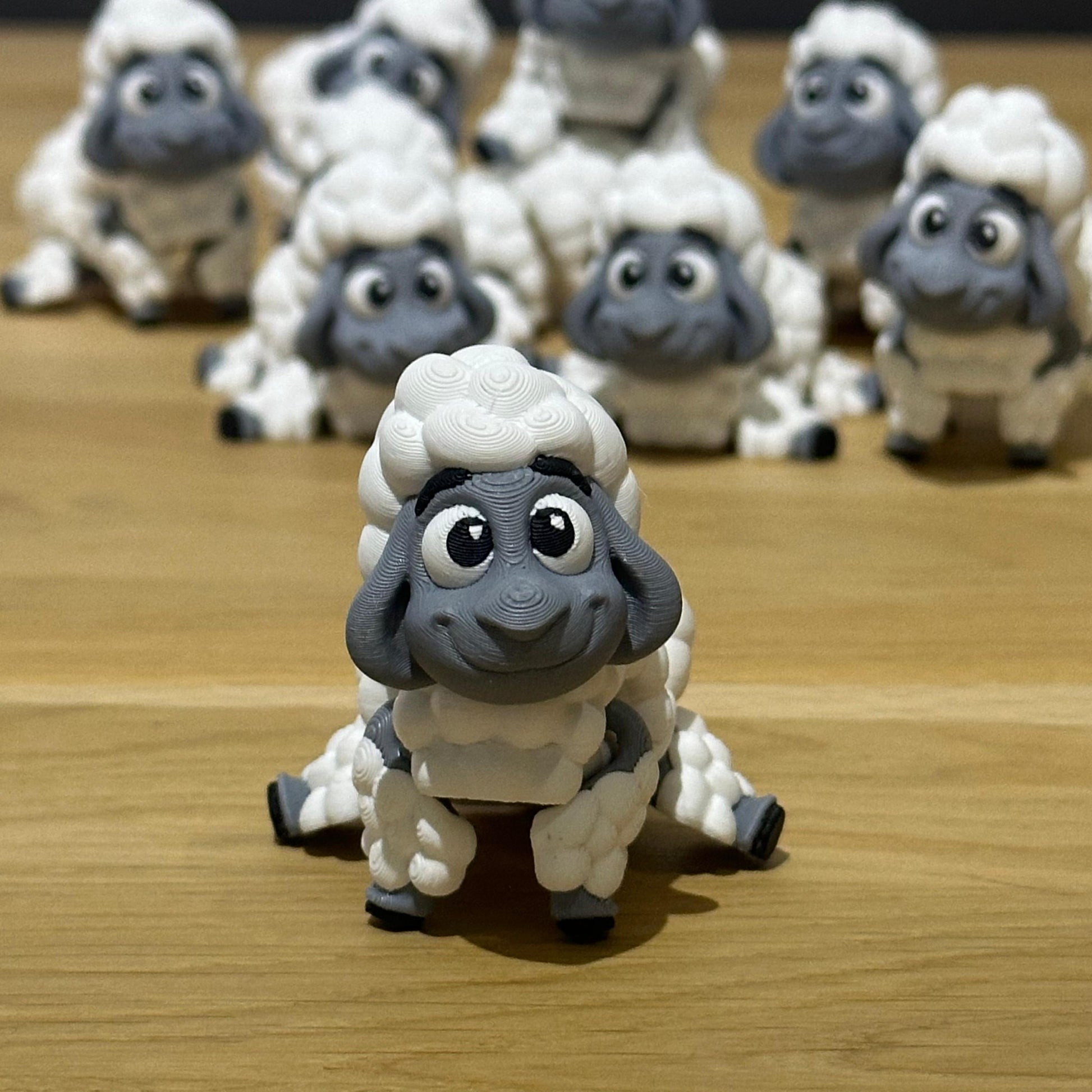 3D-geprint flexibel schaapje – schattig, beweeglijk en ideaal als fidget toy of speelfiguur.