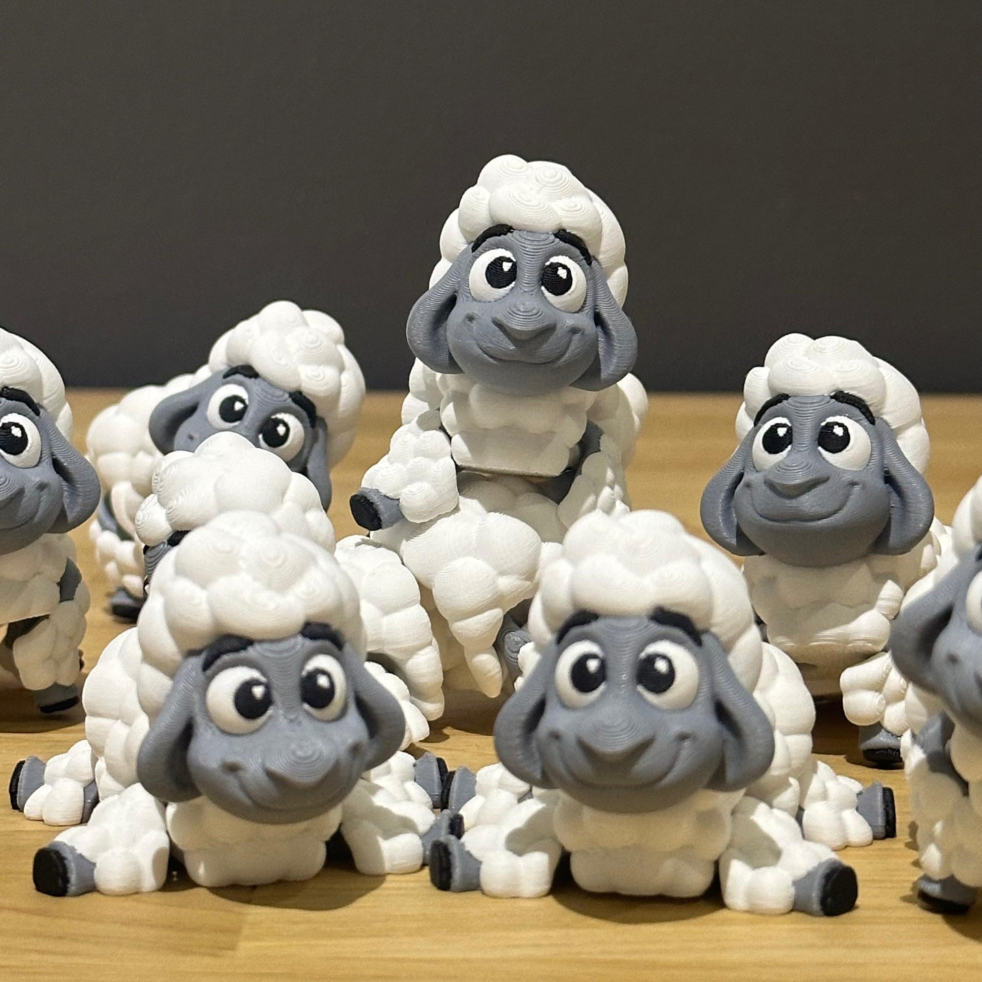 3D-geprint flexibel schaapje – schattig, beweeglijk en ideaal als fidget toy of speelfiguur.2