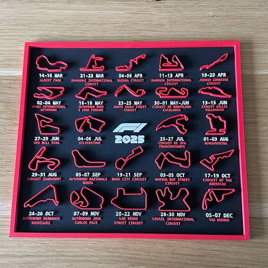 F1 Kalender 2025 met alle Grand Prix-data en locaties, ideaal voor Formule 1-fans.