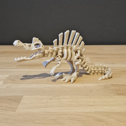 Flexi skelet Spinosaurus rechtop met zichtbare rugzeil – 3D-geprint model met beweegbare staart en poten